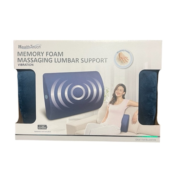 NIB HealthTouch Memory Foam Massaging Lumbar Support Vibration - Picture 1 of 3